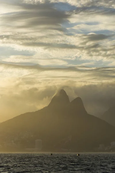 Vista Praia Ipanema Spiaggia Ipanema Morro Dois Irmaos Due Fratelli — Foto Stock