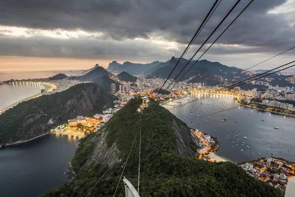 Prachtige Zonsondergang Landschap Van Pao Acucar Sugar Loaf Mountain Rio — Stockfoto