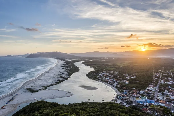 Vista Atardecer Desde Colina Pedra Urubu Hasta Playa Guarda Embau — Foto de Stock