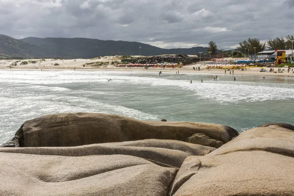 Lado Izquierdo Rocoso Joaquina Beach Florianopolis Isla Santa Catarina Sur — Foto de Stock