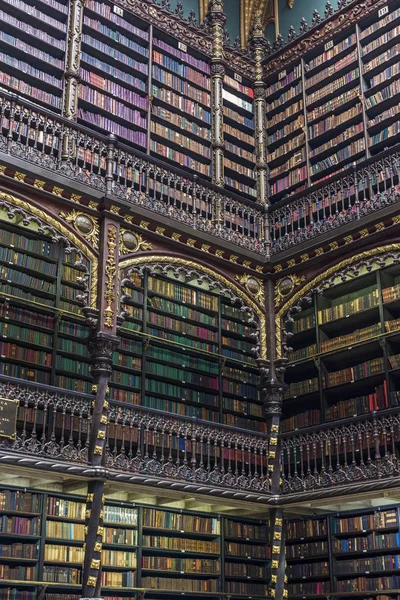 Grande biblioteca com prateleiras cheias de livros em Real Gabinete Portugu — Fotografia de Stock