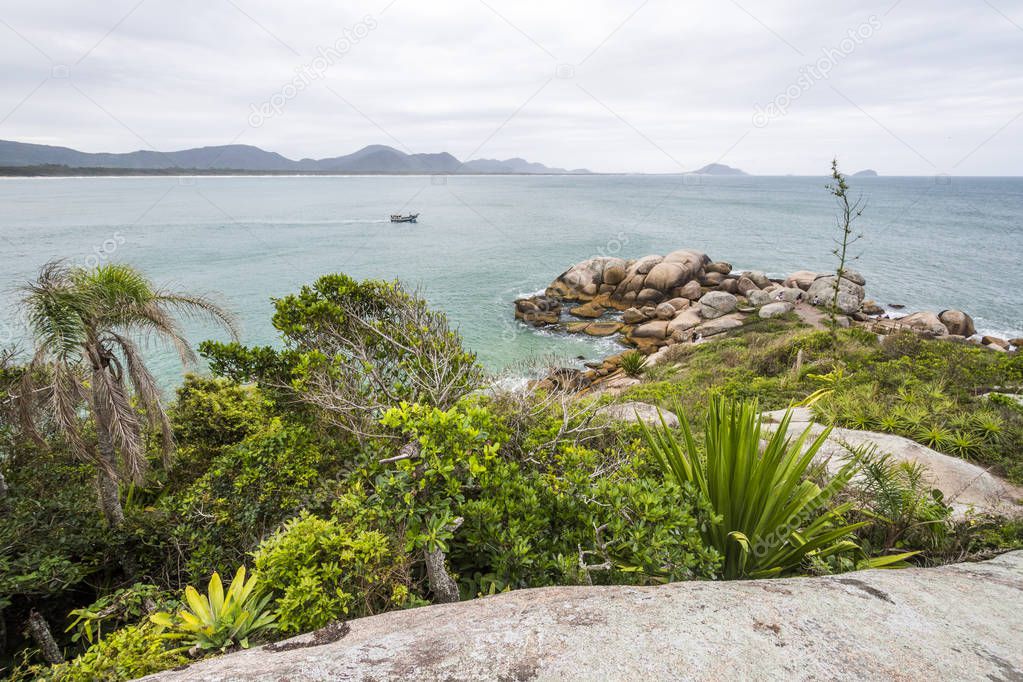 Natural pools in Barra da Lagoa on a cloudy day, Florianopolis, Santa Catarina Island, South Brazil