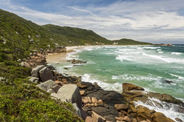 Florianopolis, Santa Catarina Adası, Güney Brezilya Galheta Beach görünümüne