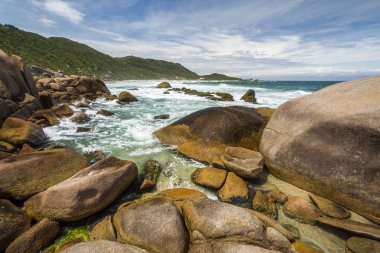 Florianopolis, Santa Catarina Adası, Güney Brezilya Galheta Beach görünümüne