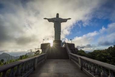 Brezilya, Rio de Janeiro - 31 Ocak 2018: görünüm, Cristo Redentor (Kurtarıcı İsa) Morro üstüne yapmak Corcovado (Corcovado Dağı) 