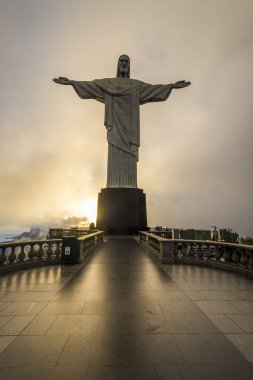 Brezilya, Rio de Janeiro - 31 Ocak 2018: görünüm, Cristo Redentor (Kurtarıcı İsa) Morro üstüne yapmak Corcovado (Corcovado Dağı) 