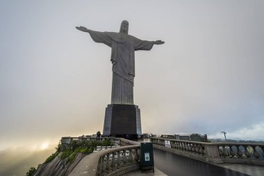 Brezilya, Rio de Janeiro - 31 Ocak 2018: görünüm, Cristo Redentor (Kurtarıcı İsa) Morro üstüne yapmak Corcovado (Corcovado Dağı) 