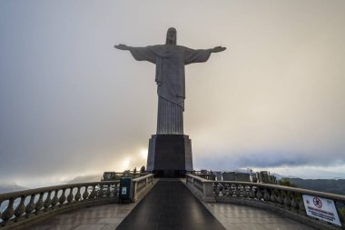 Brazil, Rio de Janeiro - January 31, 2018: View of Cristo Redentor (Christ the Redeemer) on top of Morro do Corcovado (Corcovado Mountain)  clipart