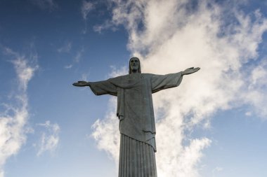 Brezilya, Rio de Janeiro - 31 Ocak 2018: görünüm, Cristo Redentor (Kurtarıcı İsa) Morro üstüne yapmak Corcovado (Corcovado Dağı) 