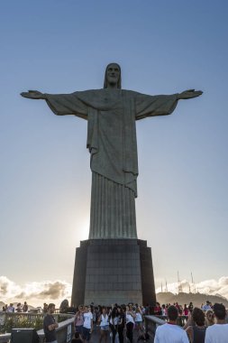 Brezilya, Rio de Janeiro - 31 Ocak 2018: görünüm, Cristo Redentor (Kurtarıcı İsa) Morro üstüne yapmak Corcovado (Corcovado Dağı) 