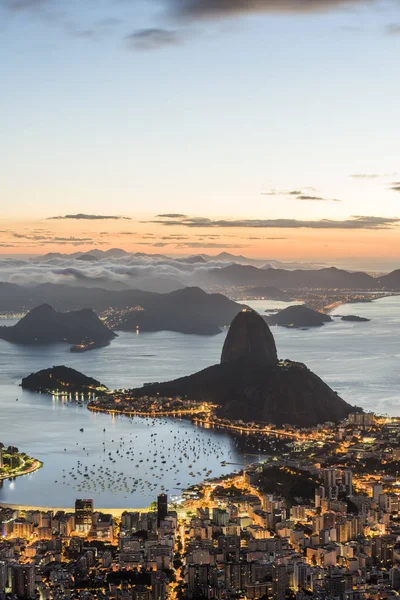 Pohled Pao Acucar Homole Cukru Noci Rio Janeiro Brazílie — Stock fotografie