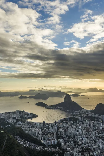 Pao Acucar Sugar Loaf Dağı Morro Üstünden Görünümünü Yapmak Corcovado — Stok fotoğraf