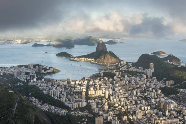 Pao Acucar Sugar Loaf Dağı Morro Üstünden Görünümünü Yapmak Corcovado — Stok fotoğraf