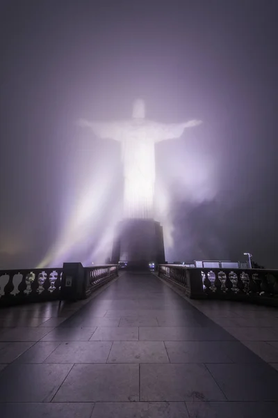 Бразилия Рио Жанейро Января 2018 Года Зажигание Статуи Кристо Редентора — стоковое фото