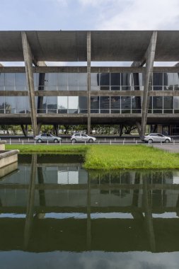 Brezilya, Rio de Janeiro - 07 Mart 2018: Modern mimari, Aterro do Flamengo (Flamengo depolama modern Sanat Müzesi)