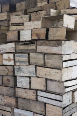 Çiftlik bir çiftlikte guavas için boş ahşap kutular