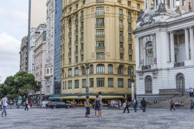 Brezilya, Rio de Janeiro - 07 Mart 2018: Cinelandia Meydanı'nda tarihi binalar