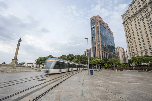 Brasilien Rio Janeiro März 2018 Tram Bewegt Sich Auf Großen — Stockfoto