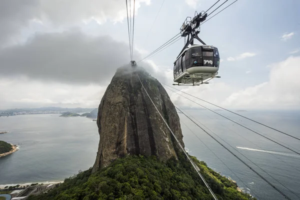 Бразилия Рио Жанейро Января 2018 Года Канатная Дорога Замечена Время — стоковое фото
