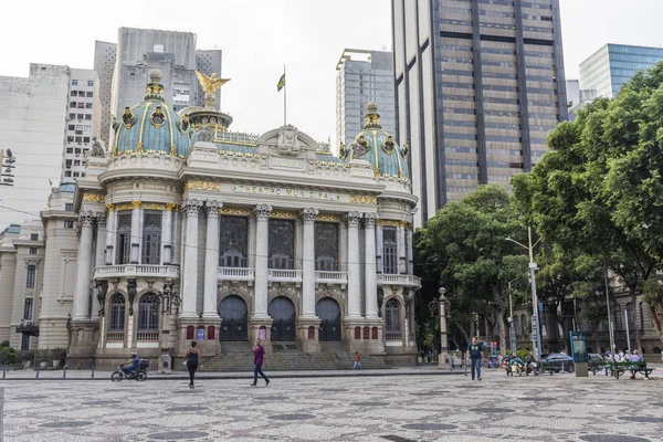 Brasil Río Janeiro Marzo 2018 Arquitectura Ecléctica Edificio Teatro Municipal — Foto de Stock