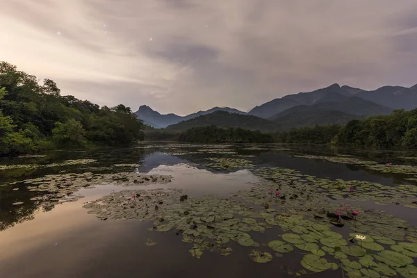 Görünümü ile Atlantik yağmur ormanları, kırsal Rio de Janeiro Guapiacu, Brezilya yakınındaki dağlarda vahşi Orman Gölü