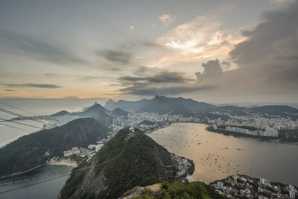 Paisaje Del Atardecer Con Teleférico Montañas Visto Desde Sugar Loaf — Foto de Stock