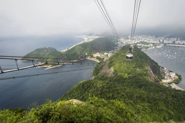 Téléphérique Pendant Escalade Pao Acucar Sugar Loaf Mountain Rio Janeiro — Photo
