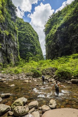 Atlantik yağmur ormanları içinde Boi nehir Itaimbezinho kanyonda aracılığıyla hiking, Aparados da Serra Milli Parkı, Cambara do Sul, Rio Grande yapmak Sul devlet, Güney Brezilya