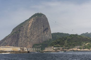 Okyanustan Rio de J 'deki Sugar Loaf Dağı' na güzel bir manzara.