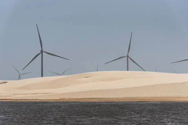 Wind Turbines Power Generators Cabur Lenis Maranhenses Maranho Brazil — Stock Photo, Image