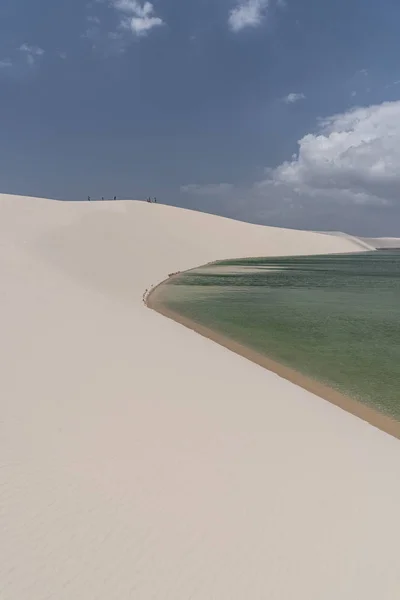 Bela Vista Para Dunas Areia Branca Lagoa Águas Cristalinas Lenis — Fotografia de Stock