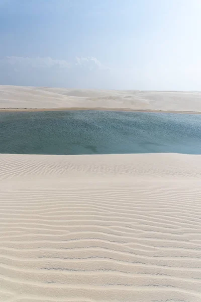 Beautiful View White Sand Dunes Crystal Clear Rainwater Lagoon Lenis — 스톡 사진