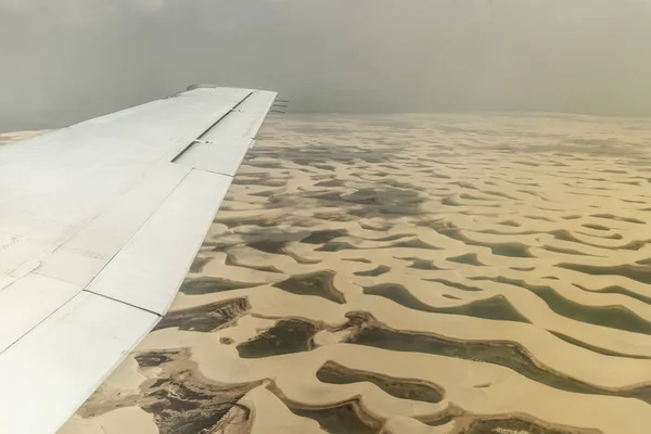 Bela Vista Aérea Para Dunas Areia Branca Lagoas Águas Pluviais — Fotografia de Stock
