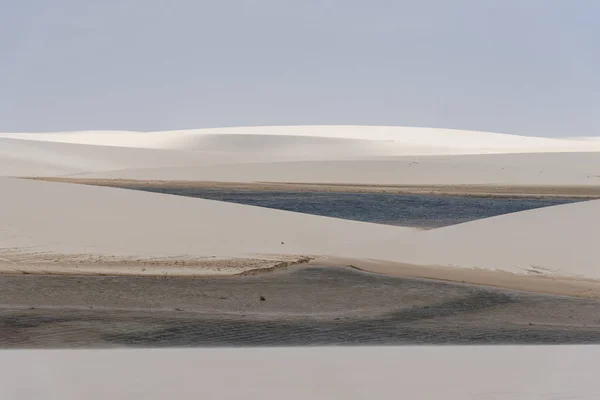 Beautiful View White Sand Dunes Rainwater Lagoon Lenis Maranhenses Maranho — Stock Photo, Image