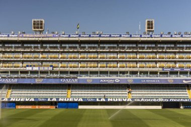 La Boca bölgesinde La Bombonera futbol stadyumunun (Boca Juniors) içi, Buenos Aires, Arjantin