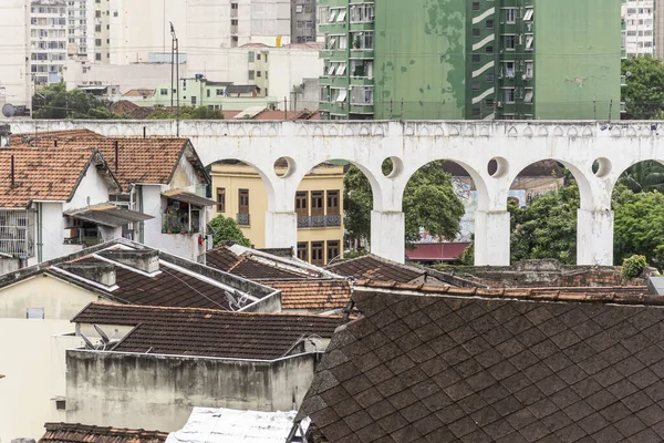 Biały Stary Historyczny Arcos Lapa Lapa Aqueduct Centrum Rio Janeiro — Zdjęcie stockowe