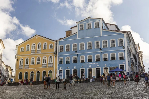 Piękny Widok Kolorowe Budynki Domy Zabytkowym Centrum Salvador Bahia Brazylia — Zdjęcie stockowe