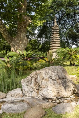 Palermo, Buenos Aires, Arjantin 'deki Japon Bahçeleri parkının güzel manzarası