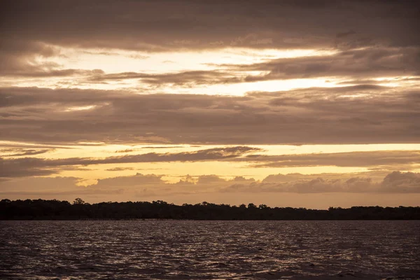 Beautiful Amazon Sunset Waters Negro River Colorful Clouds Amazonas Brazil — Stock Photo, Image
