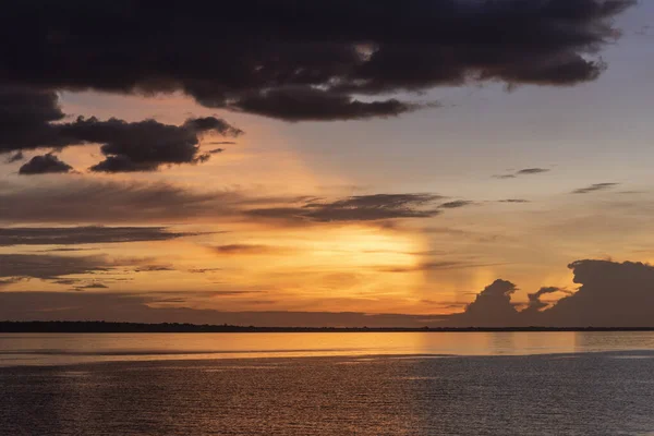 Beautiful Amazon Sunset Waters Negro River Colorful Clouds Amazonas Brazil — Stock Photo, Image