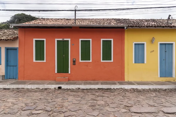 Till Färgglada Hus Fasader Vackra Gamla Byn Chapada Diamantina Bahia — Stockfoto