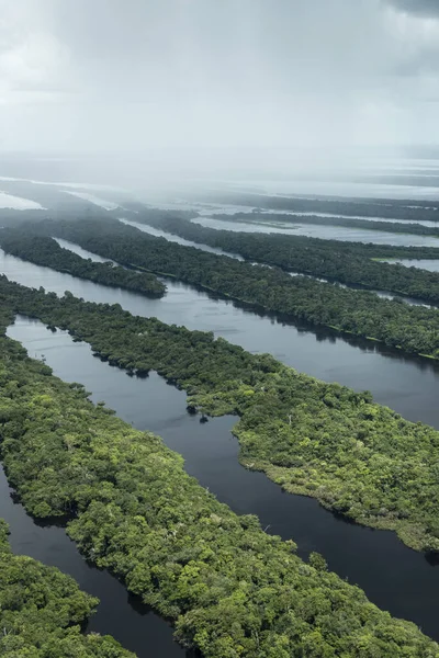 Hermosa Vista Aérea Río Negro Verde Archipiélago Anavilhanas Amazonas Brasil — Foto de Stock