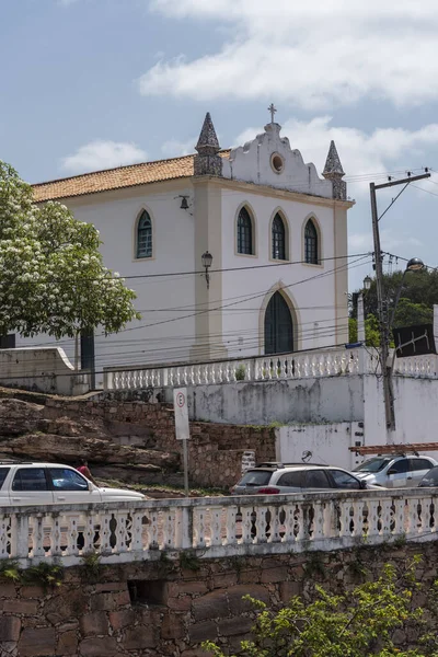 Vista Para Fachada Antiga Igreja Colonial Pequena Aldeia Histórica Rural — Fotografia de Stock