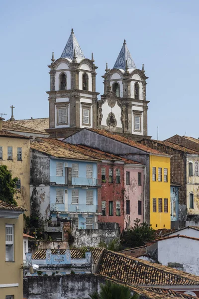 Piękny Widok Kościół Kolonialny Budynki Zabytkowym Centrum Salvador Bahia Brazylia — Zdjęcie stockowe