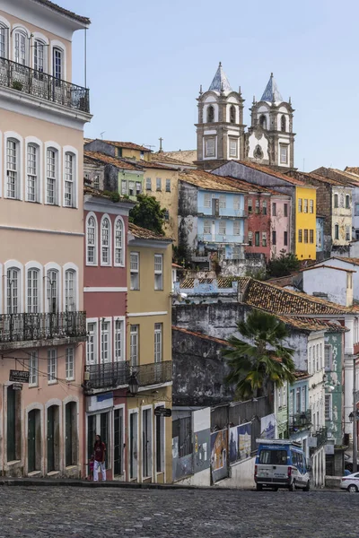 아름다운 살바도르 바히아 브라질의 역사적 중심에 식민지 시대의 교회와 건물들 — 스톡 사진