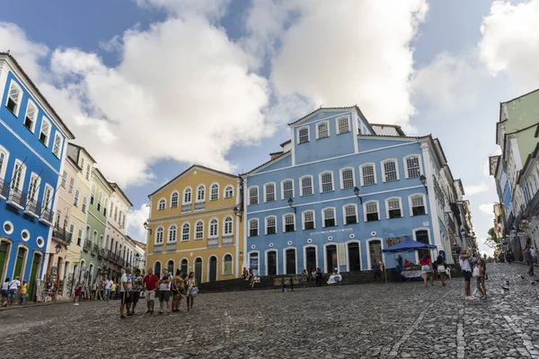 Piękny Widok Kolorowe Budynki Domy Zabytkowym Centrum Salvador Bahia Brazylia — Zdjęcie stockowe