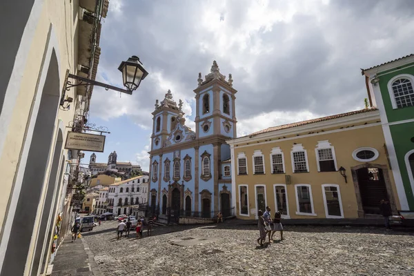 Piękny Widok Kościół Kolonialny Budynki Zabytkowym Centrum Salvador Bahia Brazylia — Zdjęcie stockowe