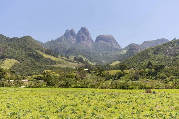 Bela Vista Para Picos Montanha Rochosos Sobre Floresta Tropical Verde — Fotografia de Stock