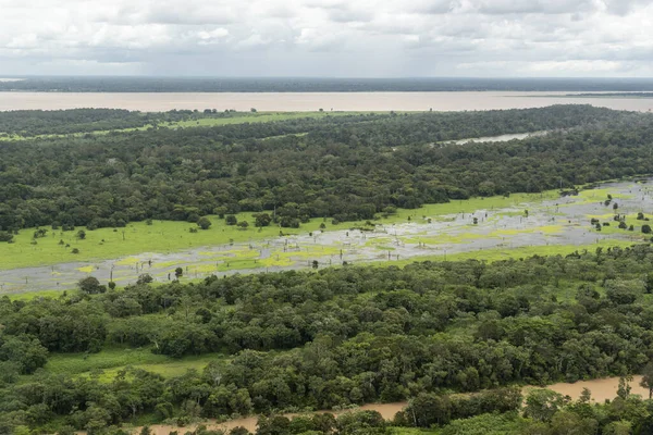 Hermosa Vista Aérea Selva Verde Inundada Río Amazonas Cerca Manaus — Foto de Stock