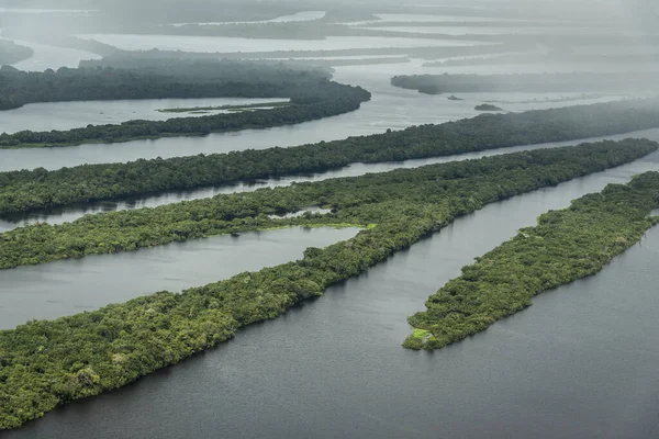 Hermosa Vista Aérea Río Negro Verde Archipiélago Anavilhanas Amazonas Brasil — Foto de Stock